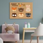 Mock up poster frame in children room,kids room,nursery mockup.