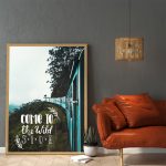 Poster Frame in living room Psd Mockup