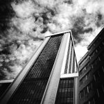 Modern architecture.  Modern office tower. Madrid, Spain.