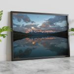 Black frame leaning on concrete floor Mockup